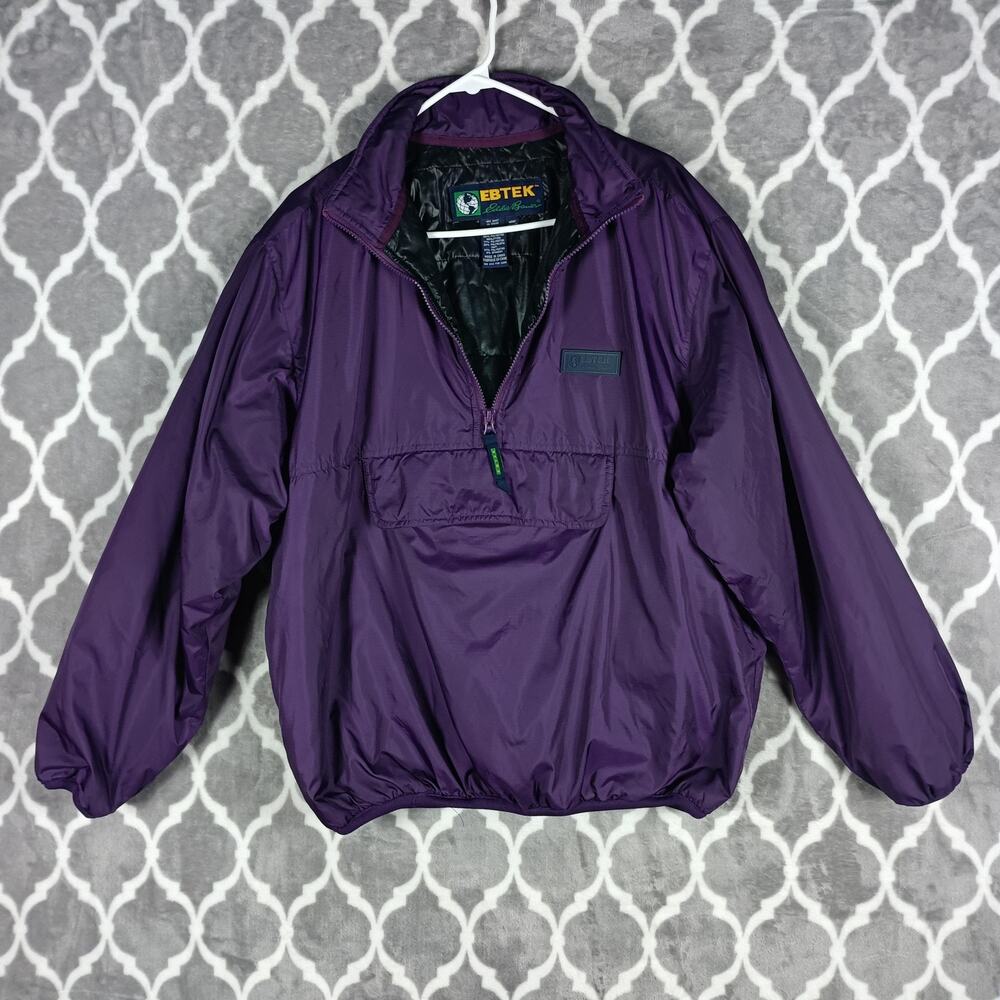 Eddie Bauer Ebtek Jacket Mens Small Purple Half Zip Insulated Windbreaker